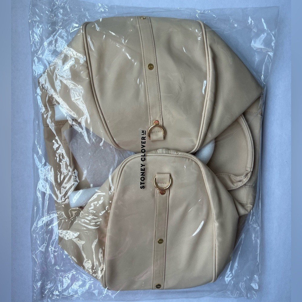 Stoney Clover Lane Sand Nylon Duffel Bag with Gold Metal Hardware